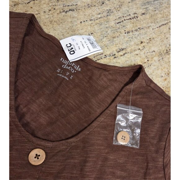 New! Naturals D&co Women’s Size S Brown Button Up Maxi Dress Linen Blend - Picture 10 of 16